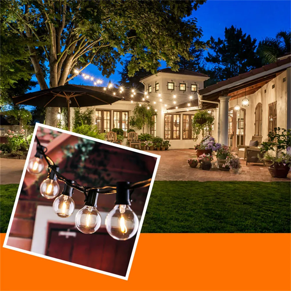 Luzes da Corda Quintal do Vintage Casa de Férias Suspensão à Prova Solar com 10 Claro Lâmpadas Pátio Luzes Dwaterproof Água Decoração - 25 Led 11 Luzes da corda solar com 1025 claro