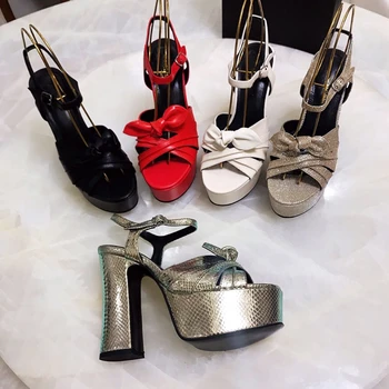 

2020 New Brand Women's Sandals Genuine Leather Women's Shoes Open Toe Platform Summer Sandals High Heels Sandals Shoes Size35-41