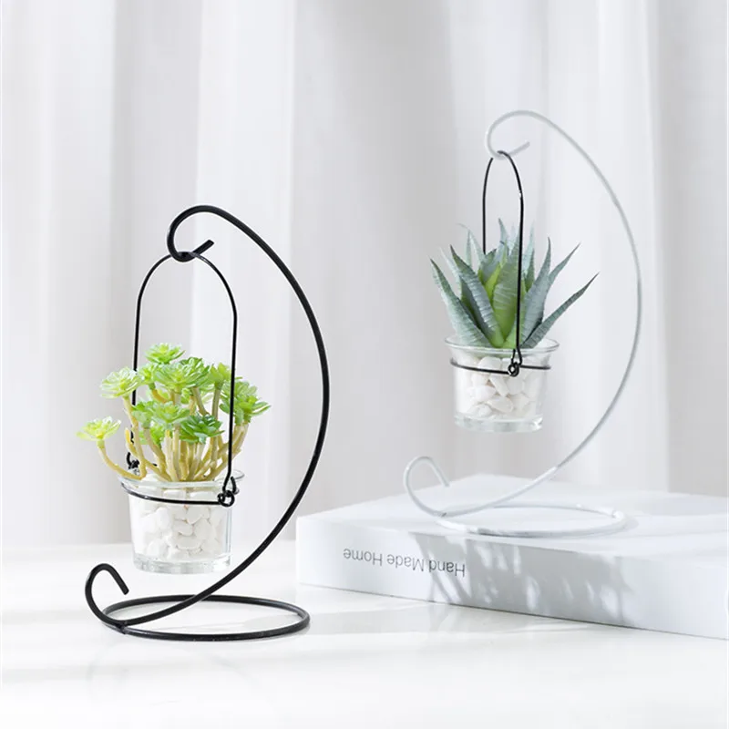 

Nordic Flower Vase Metal Holders Creative Simulation Potted Ins Wrought Iron Personality Candlestick Home Desktop Decorations