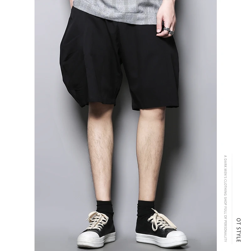 Pantalones cortos informales hombre, shorts de tendencia moda personalizados, antiarrugas irregulares, sueltos, con de entrepierna colgante, Departamento de verano|Pantalones cortos| AliExpress