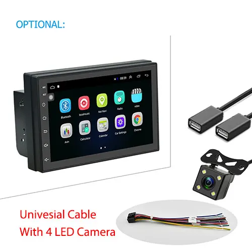 With 4 Led Camera LeeKooLuu " мультимедийный плеер 2din Автомагнитола Android gps навигация Авторадио Bluetooth wifi MirrorLink радио Stero 1+ 16G аудио - Цвет: With 4 Led Camera