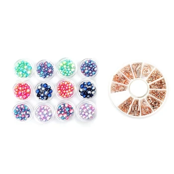 

1 Box Rose Gold Star Moon Studs Seastar Shell Beads Mouth Leaf Cross Alloy Nail Art Decorations & 12 Boxes Nail Art Charms Merma