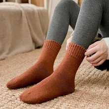 Носки из кроличьей шерсти, женские брендовые толстые зимние носки, модные теплые носки, женские носки, большой размер