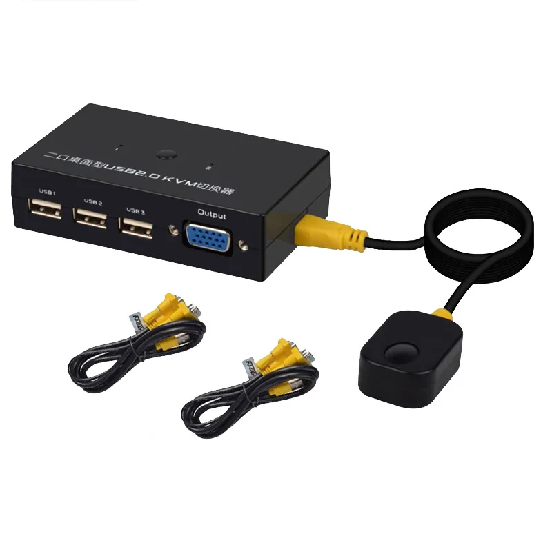 2-port VGA kvm переключатель 4 порта мульти-хост общий мышь и клавиатура дисплея проводки ручной KVM четыре и один выход с контроллером - Color: 2-port