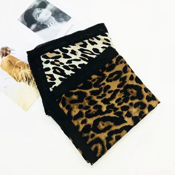 

Women Leopard Scarf Girls Brown Leopard Print Scarves Black Border Female Soft Thick Cape Shawl Wrap Winter Long Scarf AL244S
