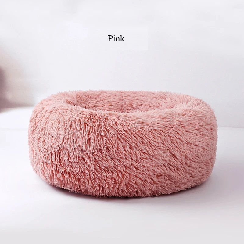 pink Круглая кровать для собаки кошки зимний теплый спальный лежак коврик для щенка питомника кровать для питомца машинная стирка - Цвет: pink