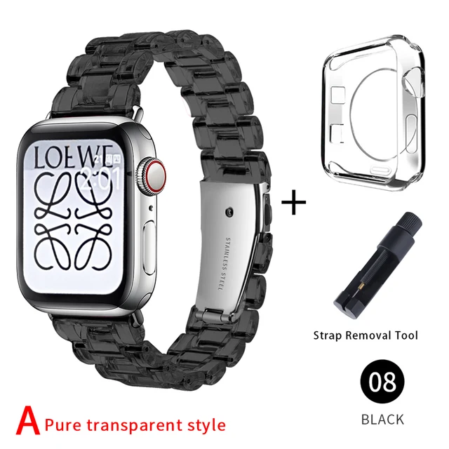 Newest Strap for Apple Watch Band Series SE 7 6543 Transparent for Iwatch bracelet 38 41 45 40mm 42mm 44mm Watchband accessories black