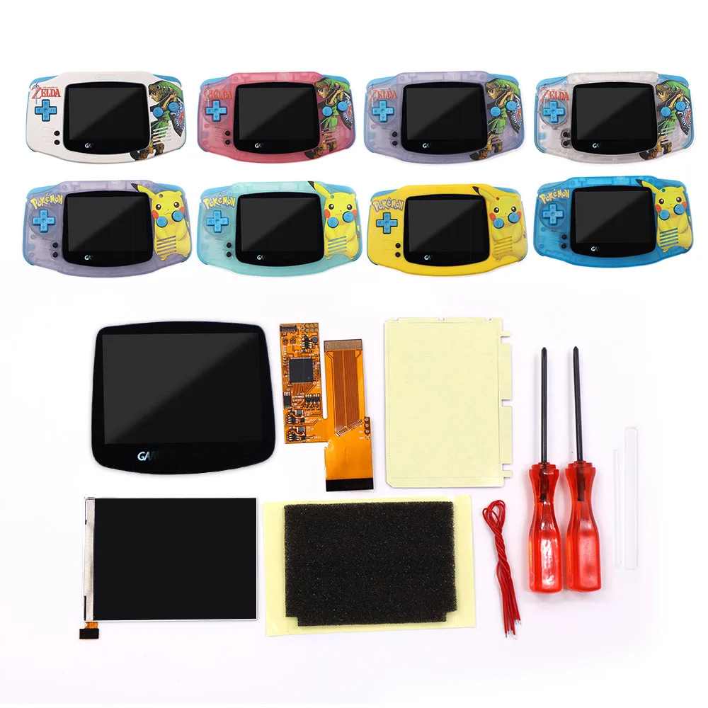 

For Gameboy Advance GBA UV Printed Shell IPS V2 Backlight LCD Kits 10 Levels Brightness Adjustment -blue bottons