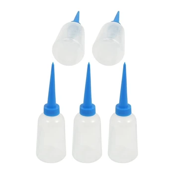 

5 pcs 100ml Nozzles Experiment Empty Squeeze Measuring Bottle (Transparent color + blue)