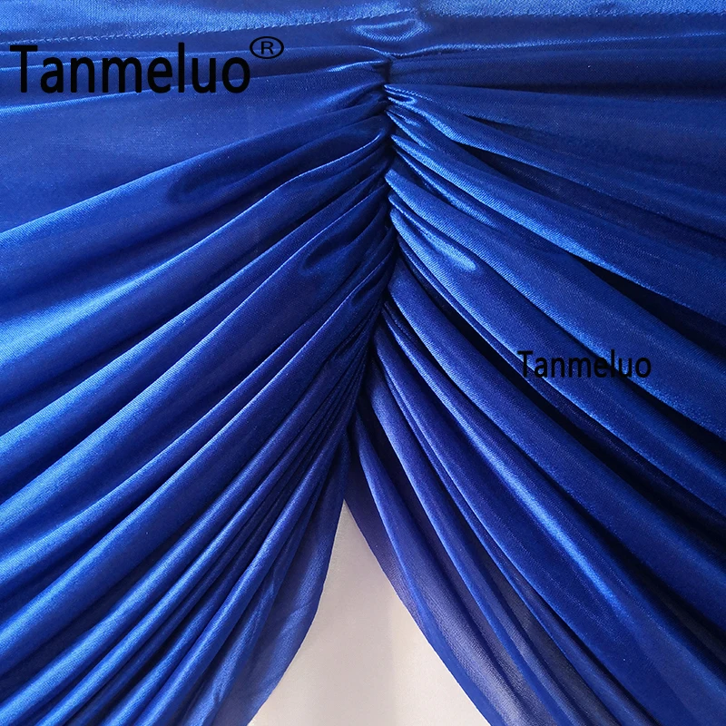 10ft/20FT Length Table Cloth Skirt With Colorful Swag Drape Ice Silk Fabric Table Skirting Wedding Party Event Decoration