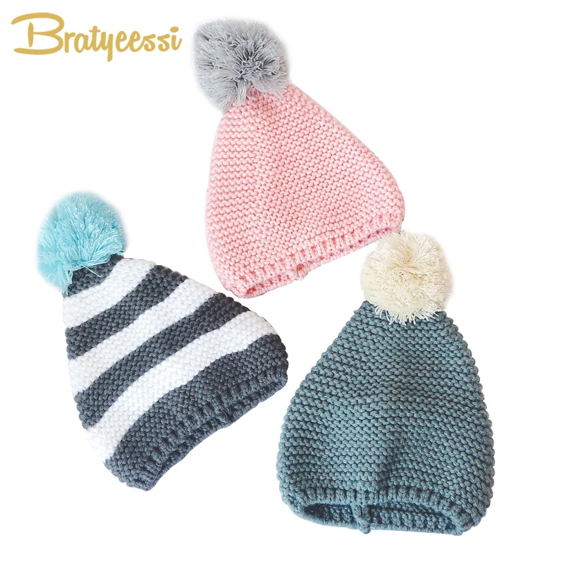 

New Pom Pom Baby Hat Winter Warm Knitted Baby Beanie Cap Kids Hat for Boy Pompom Children Hats for Girls Winter Hat