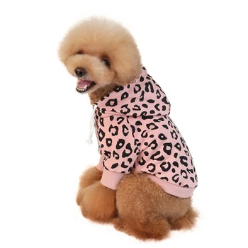 Dog Leopard Hooded Sweatshirt with Hat Dogs Clothes Lightweight Puppy Hoodie for Small Dog Cat Doggy Hoody Outfits Cat Apparel 6