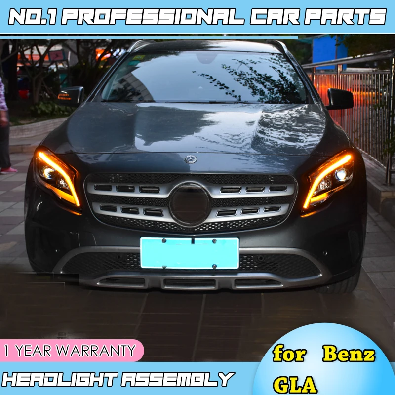Стайлинга автомобилей налобный фонарь для Benz GLA 200 220 260 фары все светодиодный фар дневного света DRL Bi-светодиодный объектив