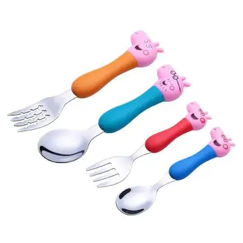 

Peppa Pig toy Tableware Spoon Cross Fork Soup Spoon Set Dining Lunch George Action Figures Anime Figures Toys for Children Gift