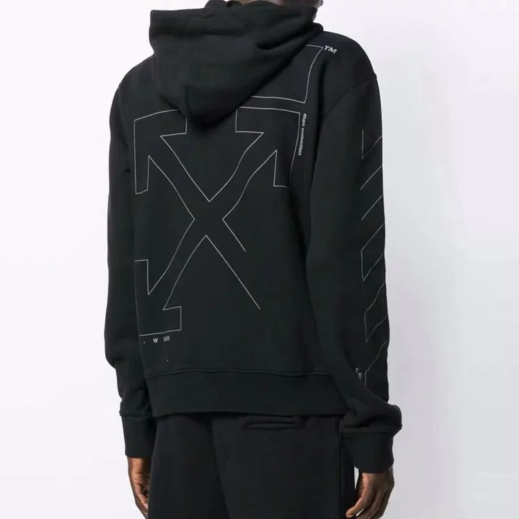 19SS OFF-WHITE OW эскиз сломанная стрела толстовка с капюшоном OS свободная Тяжелая Толстовка пара