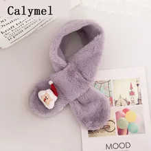 Calymel Рождественский милый ребенок, шарф для девочек, для мальчиков зимние шарфы для женщин зимние сапоги на искусственном кроличьем меховой воротник шарф утепленной шеей, рождественские подарки для детей