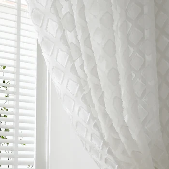 

New White Sheer Voile Window Curtain sheer panel window Curtain with Ring Top for Kitchen Bedroom and Living Room