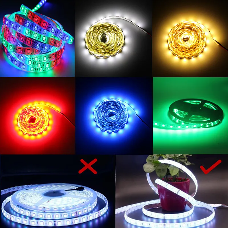 Светодиодная лента 5 м рулонов 2835smd светодиодный stirp цветная(RGB) Лента tiras гибкий неон 5050SMD светодиодный веревка светильник для гостиной 12v адресуемых