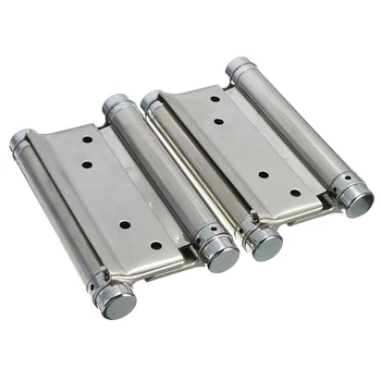 

1 Pair Cafe Saloon Door Swing Self Closing Double Action Spring Hinge Silver