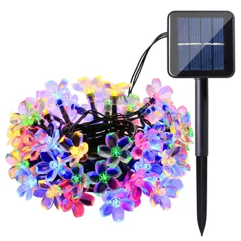 

50 LEDS 7M Peach Flower Solar lawn Lamp LED String Fairy Lights Solar Garlands Garden Light Christmas Party Decor For Outdoor