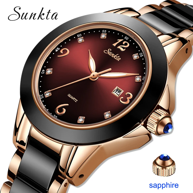 Montre Relogio LIGE Brand SUNKTA Fashion Watch Women Luxury Ceramic And Alloy Bracelet Analog Women Wrist watch Relogio Feminino 5