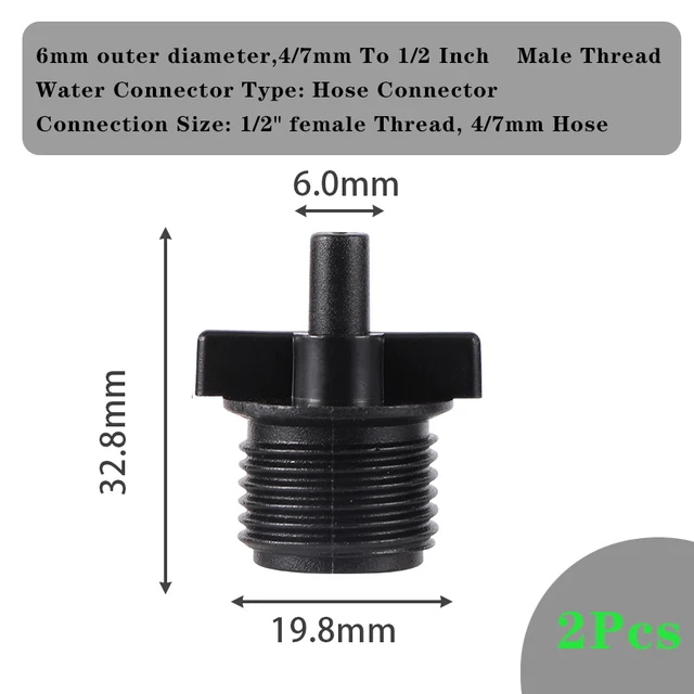 2Pc Csepegtető Öntöző Sprinkler Szerelvények 1/4 Hüvelykes Barb Póló -Egy- És Dupla Cső -Diverter 4/7 Mm -Es Tömlőcsatlakozó - Image 5