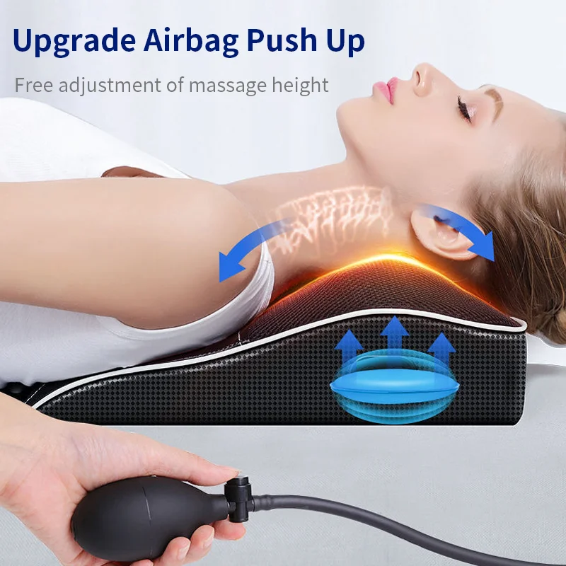 Shiatsu electric pentru cap, gât, tracțiune cervicală, masaj corporal, pernă pentru spate pentru mașină, cu dispozitiv de masaj vibrator de încălzire_voghion.com