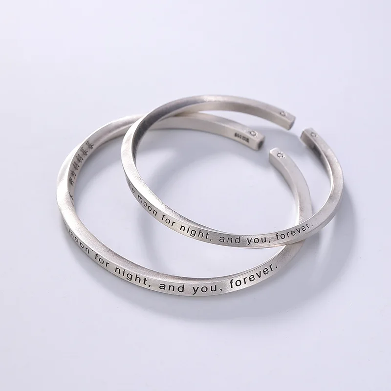 

One Deer Silver S925 Fine Silver Bracelet COUPLE'S Twisted Fashion Simple Cool Origional Design Adjustable Solid Bracelet