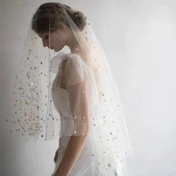 Twigs & Honey Bridal Veils With Cut Edge Fingertip Length Stars Two Layers Tulle Elegant Hotselling Wedding Bridal Veils