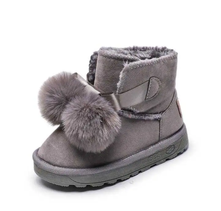 Зимние сапоги; детская зимняя коллекция года; меховые ботинки для девочек; матовая кожаная обувь для мальчиков; детские ботинки Ankey; цвет розовый, серый; 13 - Цвет: Серый