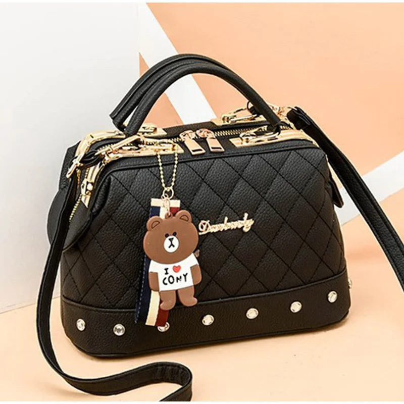 Новинка, европейская модная трендовая сумка, женская сумка, модная сумка на плечо для девушек, женская сумка через плечо с подвеской в виде медведя, высокое качество, Bolsa