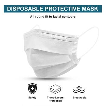 

50PCS 100PCS Disposable Face Mask 3 Layer Filter Non Woven Earloop Anti Dust Protective Facial Cover Masks