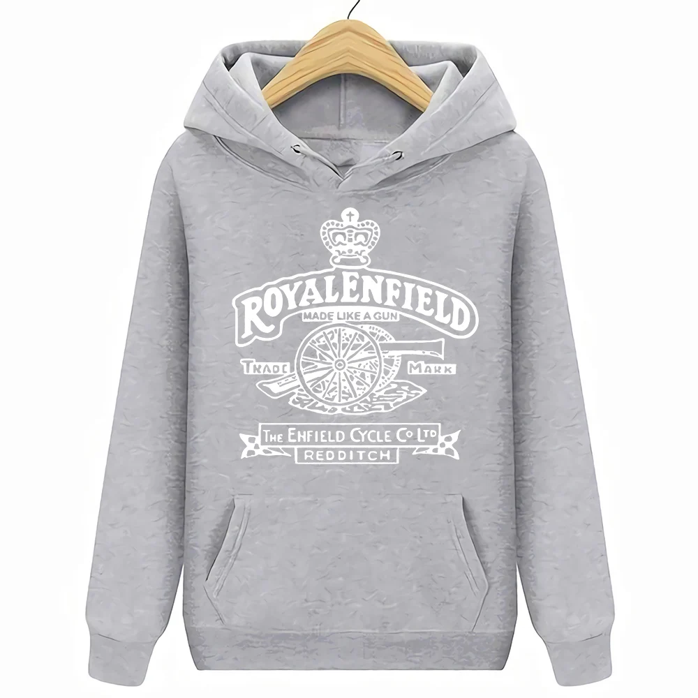 Royal Enfield Hoodies Sweatshirts S-5XL Retro Logo Biker Vintage Classic - Цвет: Серый