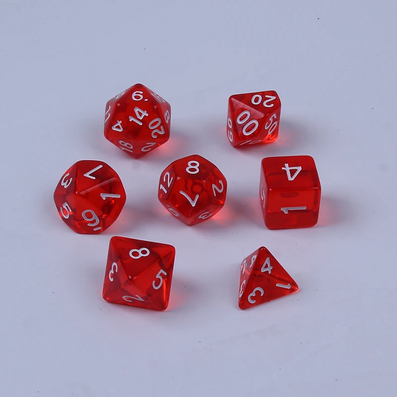 

7PCS Digital Number Game Dice Polyhedral Dice Acrylic Set For Dungeons And Dragons Party Math Role Table Game Playing Dices