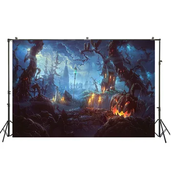 

HUAYI Photography Backdrop Halloween Pumpkin Lantern Horror Night Photo Background Child Studio Birthday Room Decor Props W-4113