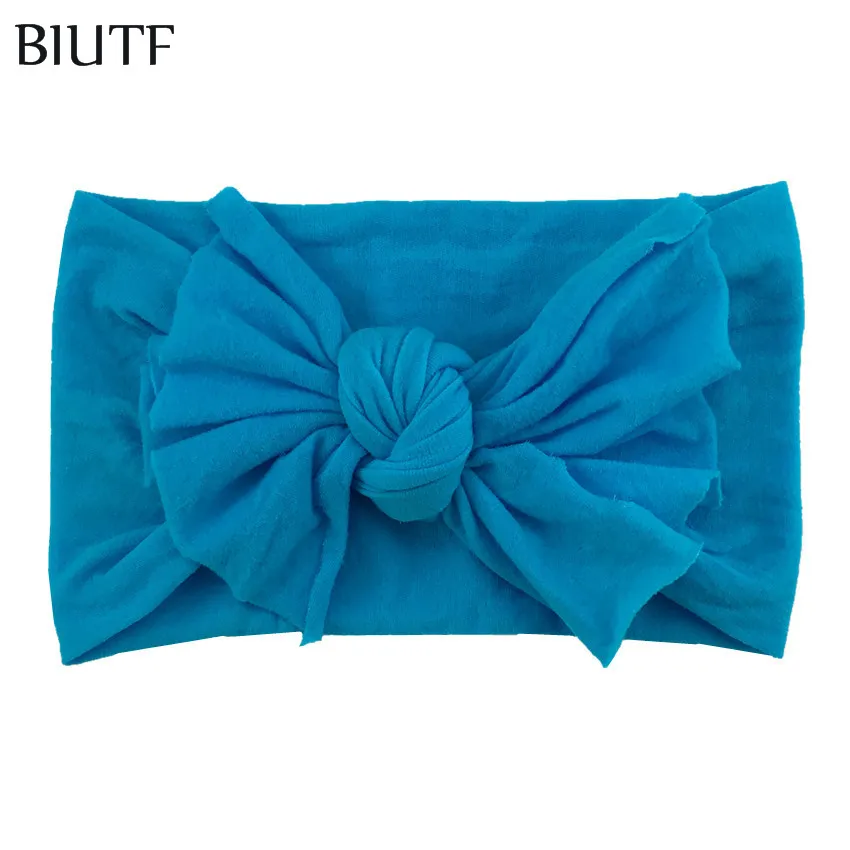 14-blue 20 шт./лот, детская шикарная повязка на голову, Широкая мягкая эластичная нейлоновая повязка на голову с бантом, реквизит для фотосессии HB108 - Цвет: 14-blue
