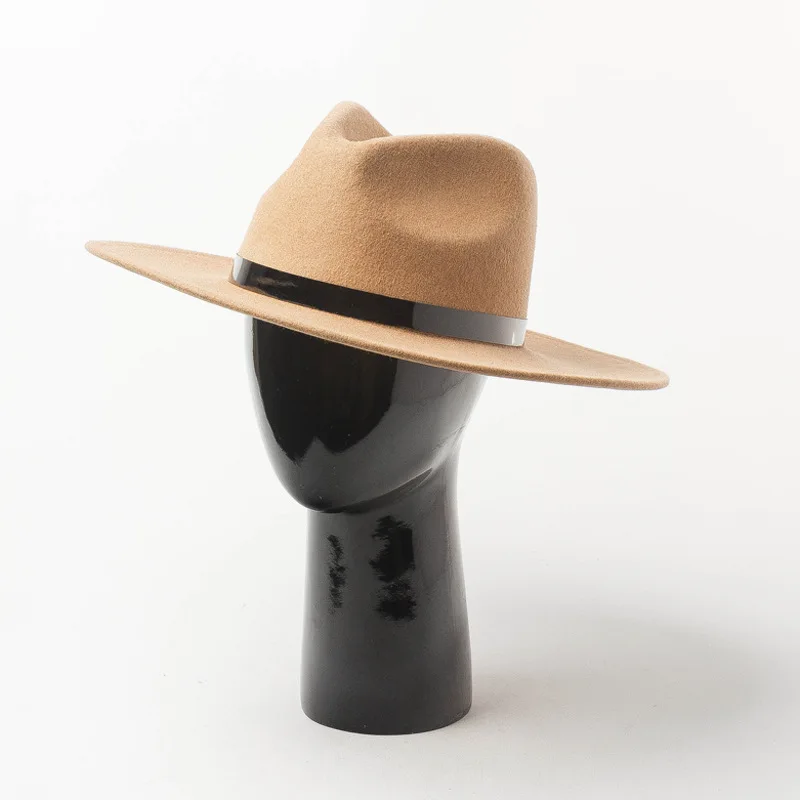 01910-HH8164 Зимняя шерстяная однотонная формальная Шляпа Fedora для мужчин и женщин для отдыха Панама шляпа