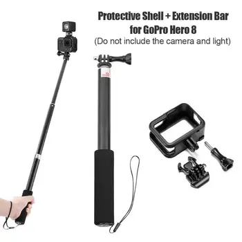 

Plastic Protective Shell Frame Cover Mount+Extension Rod for GoPro Hero 8