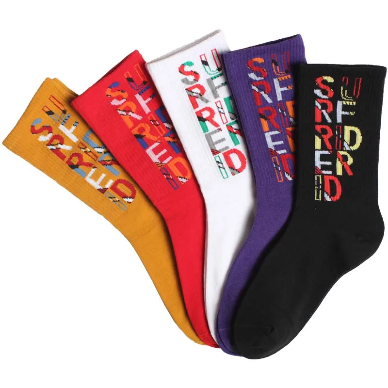 Hyrax трендовые женские милые носки со смайликами хлопковые цветные яркие носки с буквами геометрические полосатые носки с фруктами Женские повседневные носки для улицы
