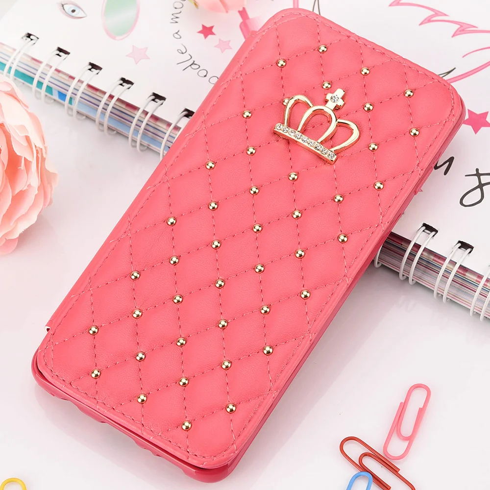 Luxury Leather Wallet Slim Flip Case for Samsung S20 Ultra S9 Plus S8 S10 S10e S7 Edge Shockproof Bling Crown Cover Card Holder Luxury Leather Wallet Slim Flip Case for Samsung S20 Ultra S9 Plus S8 S10 S10e S7 Edge Shockproof Bling Crown Cover Card Holder