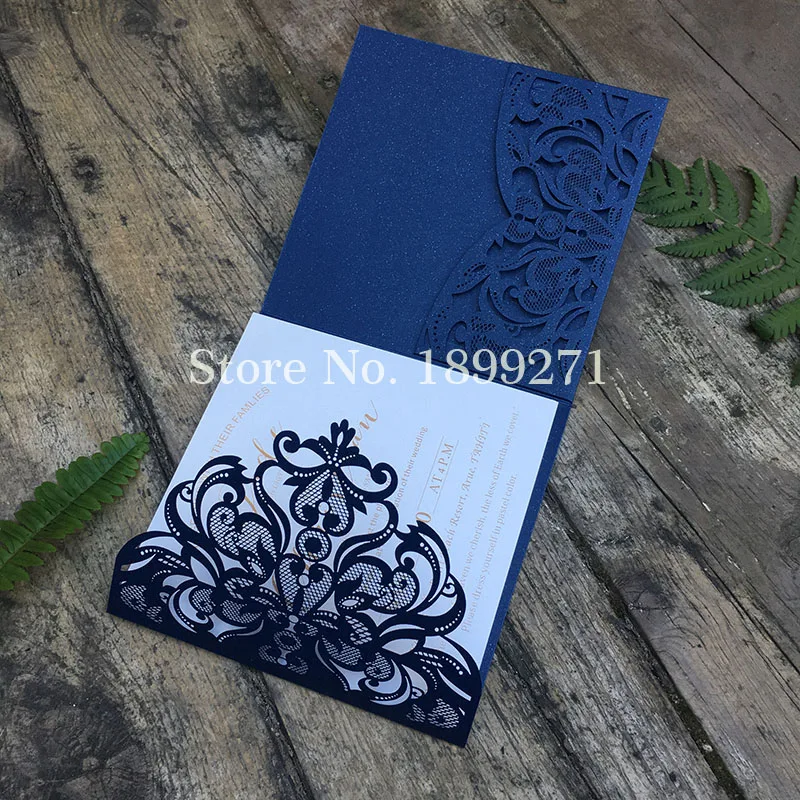 Dark navy blue 1 шт Образцы серые квадратные цветы трехкратные квадратные Подгонянные бумаги лазерная резка свадебные приглашения карты с конвертом - Цвет: Dark navy blue