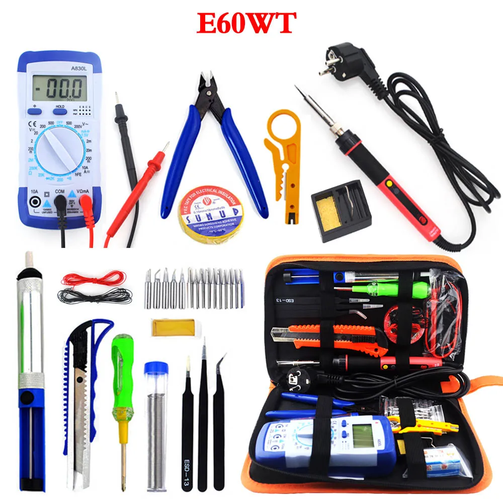 E60WT-60W Toolkit Профессиональный паяльник светодиодный цифровой Регулируемый Электрический паяльник 60 Вт с постоянной температурой CXG E90W E110W E60WT Toolkit - Цвет: E60WT-60W Toolkit