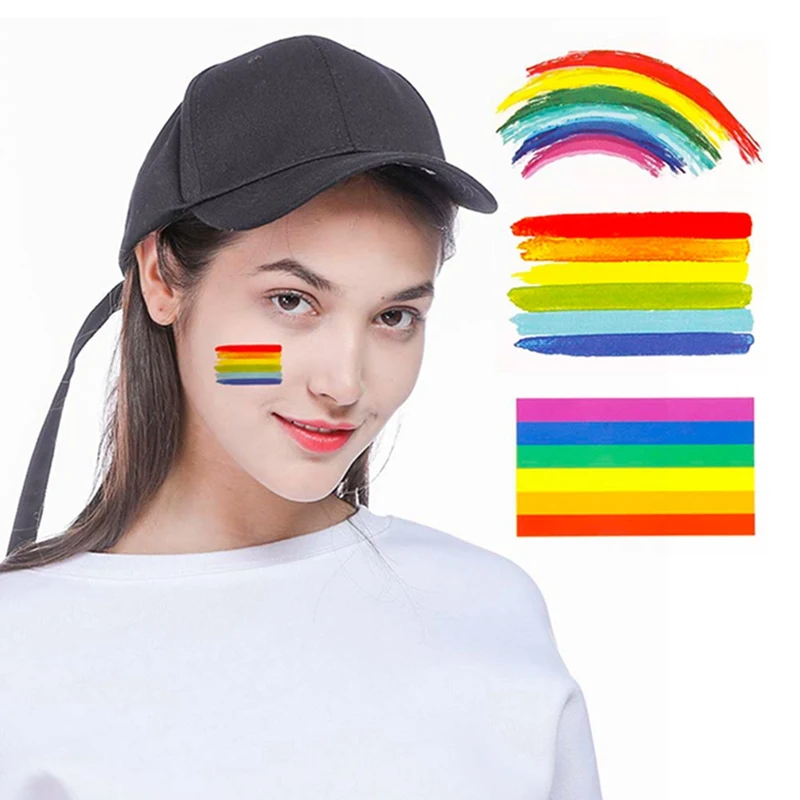 3 Sheet Fluorescence Rainbow Tattoo Sticker Face Cosmetic Lovely Body Art Temporary Colorful Sticker