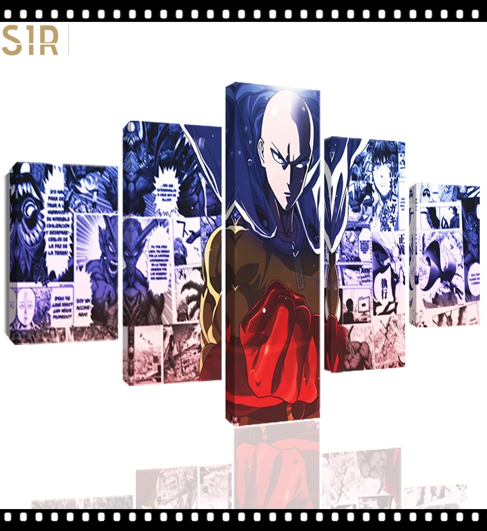 

Saitama Wall Art 5 Pieces Canvas Painting One Punch Man Poster Pictures Home Decor Living Room HD Printed Game Poster Anime