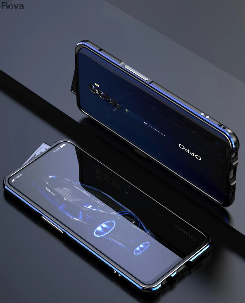 Чехол для OPPO Reno 2 роскошный Ультратонкий алюминиевый бампер для OPPO Reno2+ 2 пленки(1 передняя+ 1 задняя