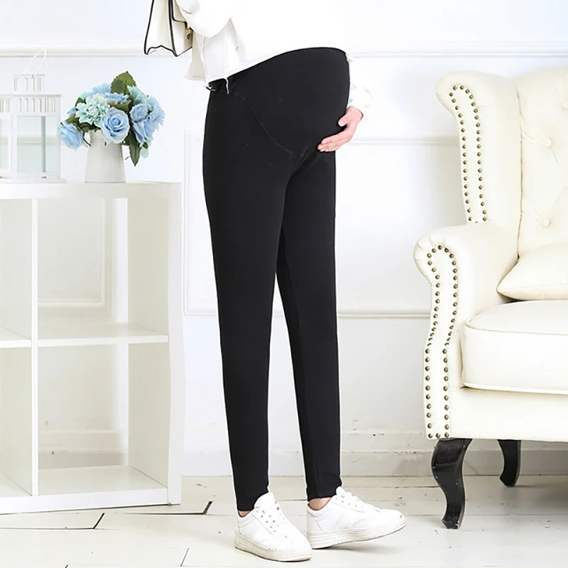 Зимние Бархатные Леггинсы для беременных; брюки для беременных женщин; теплая одежда для беременных; утепленные брюки для беременных; M-5XL одежды - Цвет: black