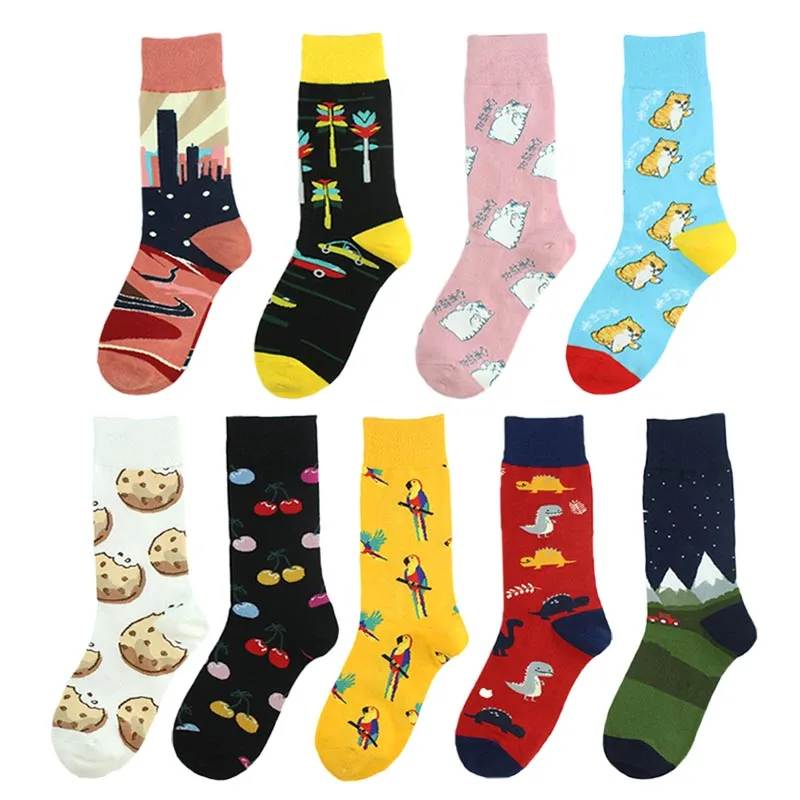 Японские модные жаккардовые удобные пищевые хлопковые носки унисекс с рисунком животных, модные креативные кальцитовые носки в стиле хип-хоп