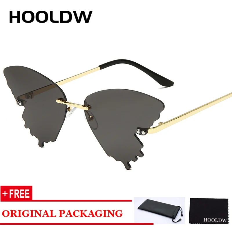 

2020 Fashion Cat Eye Sunglasses Women Luxury Rimless Butterfly Sun Glasses Trending Brand Design Wave Mirror Eyewear UV400