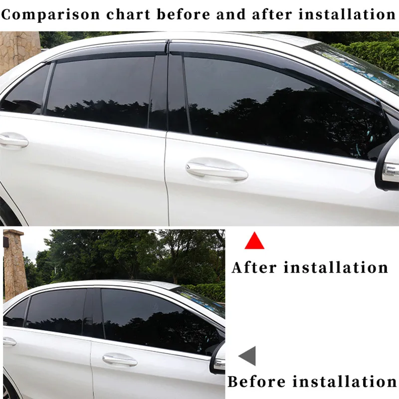 FOR Mercedes Benz C class W204 2007-2010 car rain shield deflectors awning trim cover exterior car-styling accessories parts