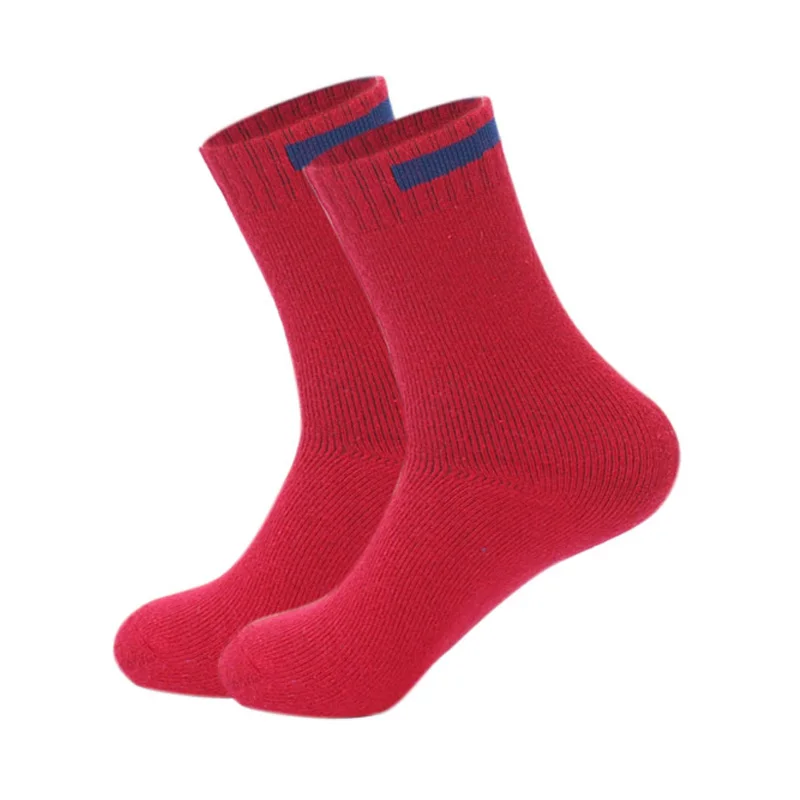 Зимние теплые носки из мериносовой шерсти для мужчин, 11 цветов, Eur38-44 с тканевой полоской, Дизайнерские однотонные кашемировые термоноски - Цвет: Red